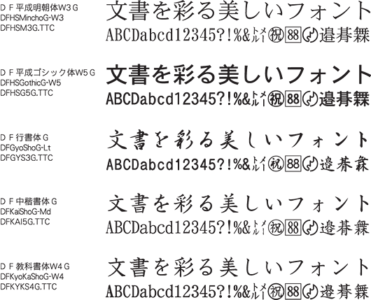 ビブロス 記号外字1800：収録書体一覧 - Just MyShop -